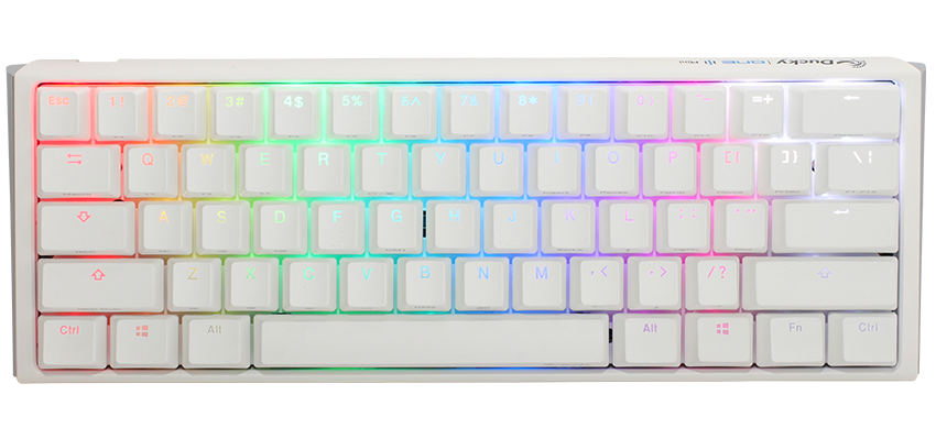 Ducky ONE 3 Aura RGB White, 60% Mechanical Keyboard - Mini - Red